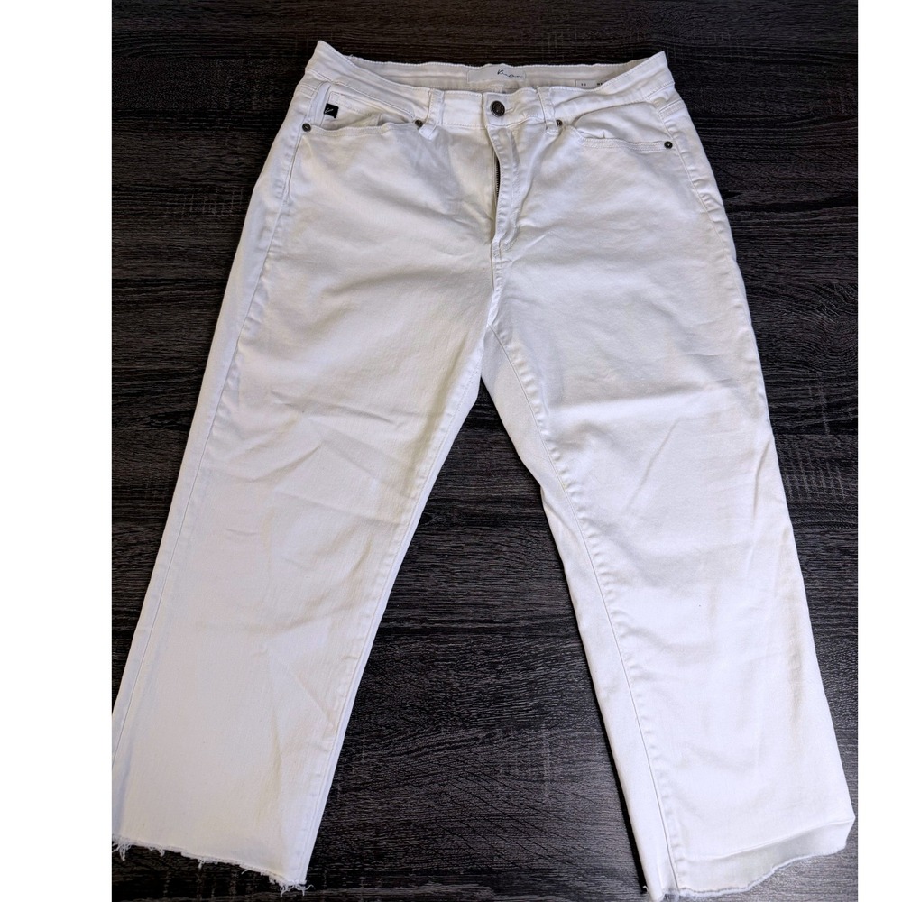 KanCan White Raw Hem Cropped Jeans Size 15/31 Stretch Denim Womens